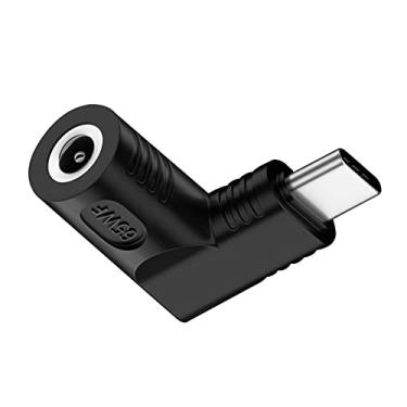 Imagem de NFHK Tomada CC 5,5 x 2,5 mm Entrada para USB-C Tipo-C Angular 90 Graus Adaptador de carregamento para Laptop Phone