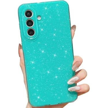 Imagem de MINSCOSE Capa com glitter compatível com Samsung Galaxy S26, linda estética brilhante, fina, à prova de choque, brilhante para Samsung Galaxy S26 para mulheres e meninas - verde menta