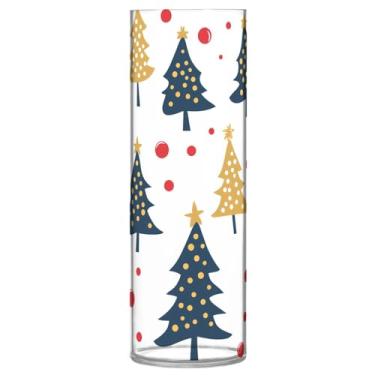 Imagem de CEBUGI Lindo vaso de flores de árvore de Natal 10 x 30 cm, vaso cilíndrico para flores, vaso transparente inquebrável para decoração de casa de festa de casamento