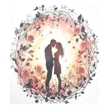 Imagem de Qilmy Capa de ímã de máquina de lavar louça para casal romântico dia dos namorados 58 x 66 cm capas decorativas de geladeira para porta frontal adesivo de folha magnética máquina de lavar louça painel