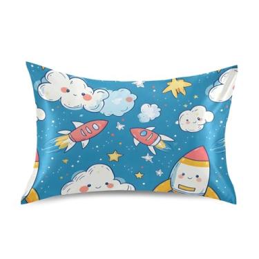 Imagem de xigua Fronha de cetim de personagens de desenho animado para cabelo e pele lavável na máquina almofada de cetim antiderrapante refrescante capa de travesseiro de cama padrão com fecho de envelope, 51