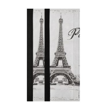 Imagem de Burbuja Conjunto de 2 capas de maçanetas de porta de geladeira de toalha retrô Paris, lavável, forno, micro-ondas, antiderrapante, 35,5 x 14 cm