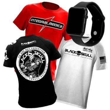 Imagem de Kit 3x Camiseta de Academia para Treino - Black Skull + Integralmédica-Unissex