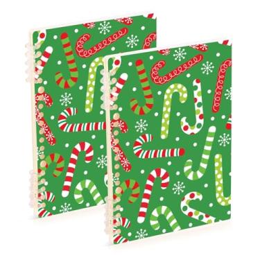 Imagem de Burbuja Cadernos de bengala doce de Natal, papel pautado universitário A5 com 60 folhas, fichário para escritório, 2 unidades