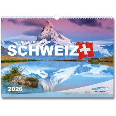 Imagem de Calendário Suíça 2026 calendário de parede em formato DIN A3 calendário de viagem fotos presente para Natal ou aniversário calendário mensal arquitetura paisagem natureza Alpes calendário suíço