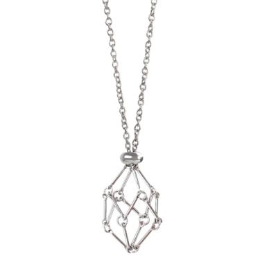 Imagem de FANASY Suporte de pedra vazio, gaiola de aço inoxidável para cristal, colar de gaiola de cristal para mulheres e homens, comprimento ajustável, 19-27 inch, Aço inoxidável, sem pedras preciosas