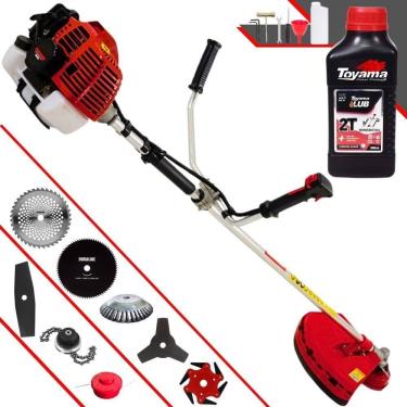 Imagem de Roçadeira Kawashima Kw43l À Gasolina 43c 1,7hp + Faca 2 Pontas + Faca 40 Dentes + Faca 80 Dentes + Trimmer + Escova 38c