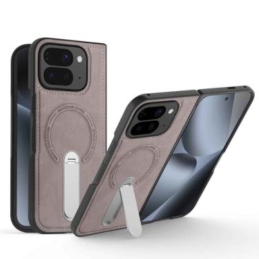 Imagem de LTLMYDAM Capa fina para Google Pixel 10 Pro Fold, capa de sucção magnética de couro estilo comercial à prova de choque, cinza, 10 Pro Fold