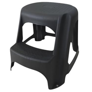 Imagem de Banqueta Banco Step Com 2 Degraus Multiuso Preto Plastico Resistente banquinho banheiro para Armazém, Loja e Casa(Preto)
