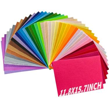 Imagem de Pacote com 40 folhas de tecido de feltro 30 x 40 cm, quadrados macios de feltro para artesanato sortido para decorações de Natal, Páscoa, férias, costura e patchwork