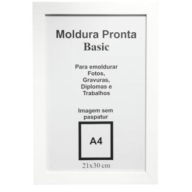 Imagem de Porta-Retrato Moldura Madeira Branco com Vidro Quadro Foto Fotografia Certificado Sala 10x15 15x21 21x30 30x42 Unitário ou Kits Premium IMPORT&SHOP (3, 21x30)