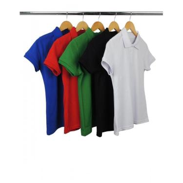 Imagem de Kit Sortido 5 Camisas Gola Polo Piquet Femininas Lisa-Feminino