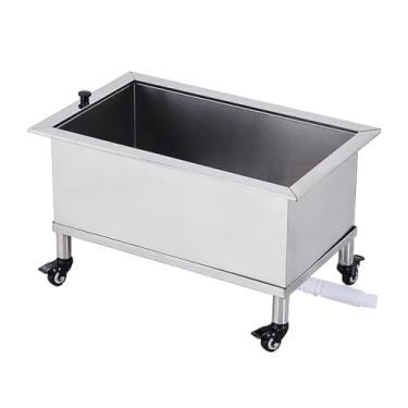 Imagem de Bacia de serviço de esfregão de aço inoxidável, pia de esfregão de montagem no chão, pia de restaurante de cozinha comercial, banheira de lavanderia de aço inoxidável para quintal de garagem interna e