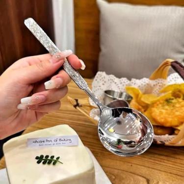 Imagem de Colher redonda de aço inoxidável, 3 peças, colheres de sobremesa, restaurante, talheres, colheres de sopa, utensílios de cozinha