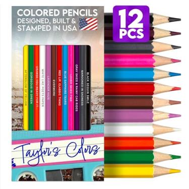 Imagem de Pun Labs Lápis de cor Swiftly – 12 lápis de cor Taylor Lyric Swift inspirados em núcleo macio com nomes estampados em folha, presente ideal para fãs Swifty, material escolar e produtos para todas as