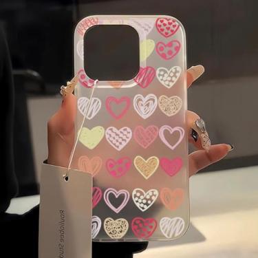 Imagem de Capa de celular fofa em formato de coração para iPhone 16 Pro, iPhone 13, 11, 12, 14, 15 Pro Max Plus, 13, 12 Mini, capa protetora transparente à prova de choque, transparente AR99, para iPhone 11