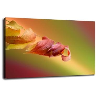 Imagem de 093 Folhas arte de parede árvore vinagre impressão em tela pôster de outono para casa conjunto de 1 decorações com moldura 30.5 cm x 20.3 cm