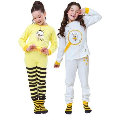 Imagem de 2 por 1, Kit de 2 Pijamas Abelhinhas para todas as estações 1 a 10 ano