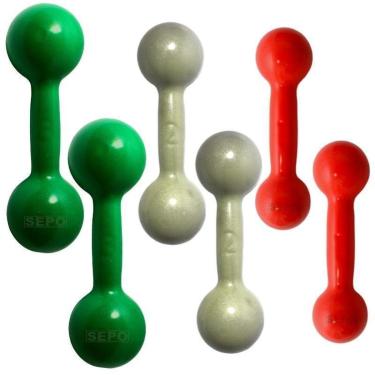 Imagem de Kit de Halteres Redondo Emborrachados Pares de 1Kg, 2Kg e 3Kg-Unissex