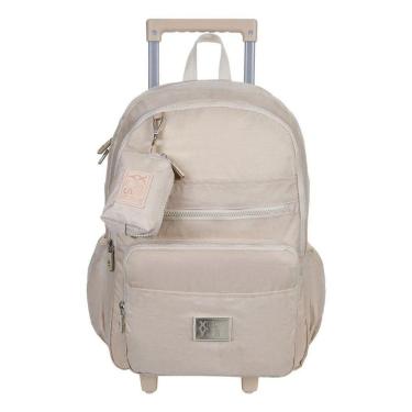 Imagem de MOCHILA ESCOLAR RODINHAS BEGE TRENDY 4 ZÍPERS-Feminino