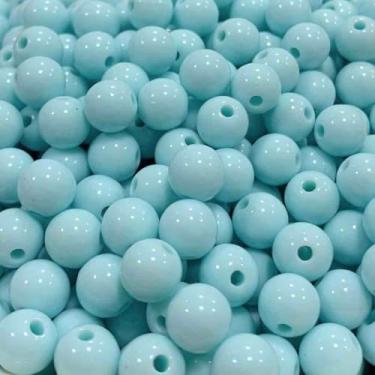 Imagem de Bola Lisa 8mm Leitosa Com Furo 100g Azul Claro