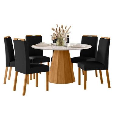 Imagem de Conjunto Sala de Jantar Mesa Isis 135X135 6 Cadeiras Anitta 2024 Ype/O