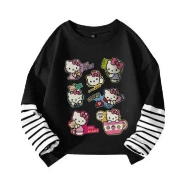 Imagem de Camiseta De Algodão De Manga Longa Com Estampa Da Hello Kitty Para Men