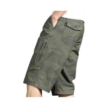 Imagem de Bermuda Casual Masculina De Algodão Até O Joelho Com Bolso Com Zíper, 