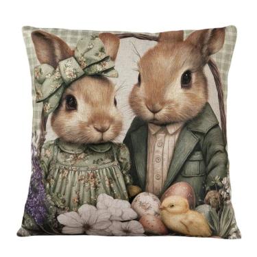 Imagem de Almofada De Páscoa Rustic Line Casal Coelho 499171 40cm