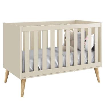 Imagem de Berço Americano Theo Areia com Pés Madeira Natural - Reller