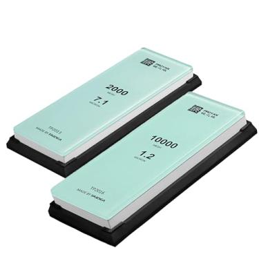 Imagem de Pedra de amolar de vidro premium, pedra de amolar profissional, pedra de amolar de faca de lado único, afiador de facas (nº 2000 + 10.000 #)