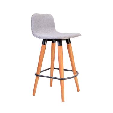 Imagem de Banqueta Baixa Linea Aço Preto para Cozinha Balcao Ilha Gourmet Design Moderno - Cinza Assento