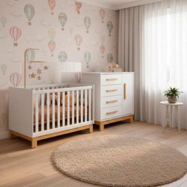 Imagem de Quarto Bebe Infantil Q Encanto Berço Vira Cama e Comoda Sapateira 1 Po