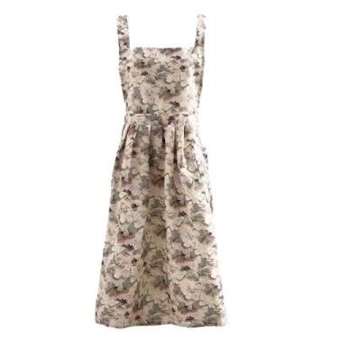 Imagem de Avental com estampa floral sem mangas para mulheres poliéster 93x100cm