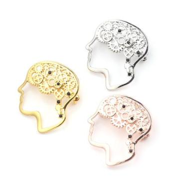 Imagem de Alfinetes de broche Steampunk Brain com design de engrenagem em liga d
