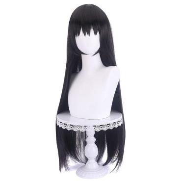 Imagem de Peruca de cosplay Sy Long preta reta com franja em camadas de 80 cm - 
