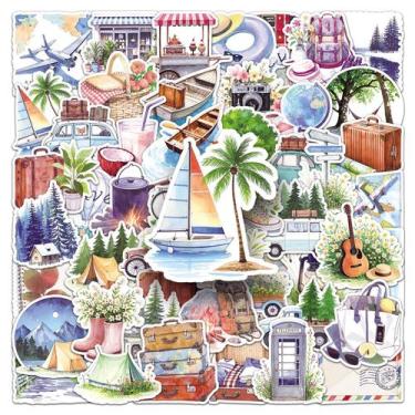 Imagem de Pacote de adesivos em aquarela, viagem, acampamento, 50 unidades à pro