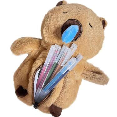 Imagem de Estojo de lápis de pelúcia Capybara Cute Soft Fun de grande capacidade