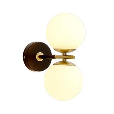 Imagem de Luz de parede BOKT Black Gold Mid Century Modern 2 Lights Globe, 110V