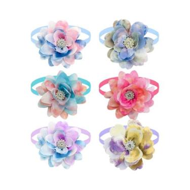Imagem de Gravatas Borboleta Ajustáveis Para Pets, 10 Peças, Coleiras De Flores 