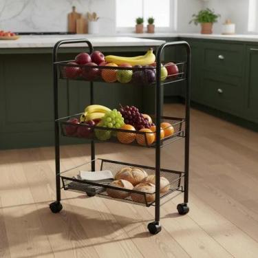 Imagem de Carrinho Fruteira Multiuso 3 Andares Rodas Organizador Geral - Yeet