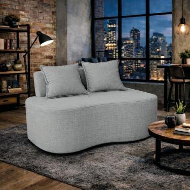 Imagem de Sofá Bellé 100cm Moderno Confortável Sala Estar Luxo Bouclé Cinza