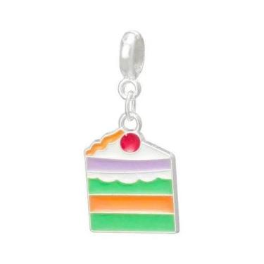 Imagem de Pingente Fatia de Bolo banho Prata Pulseiras Berloques - Pulseiras e B