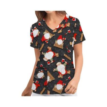 Imagem de Blusas Unissex De Natal Para Enfermeiras Com Estampa De Papai Noel, Un