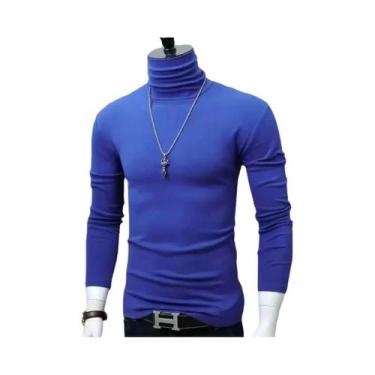 Imagem de Camiseta Masculina Slim Fit De Manga Longa Com Gola Alta E Estilo Fash