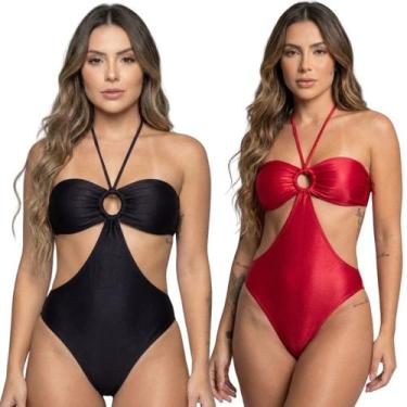 Imagem de KIT 2 Maiô Uv Suplex com Bojo Liso Bella Fiore Body Basico Para Piscin
