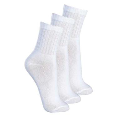 Imagem de Kit com 3 Pares de Meias Esportiva Cano Médio Lupo 3290-009, Branco, 3