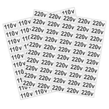 Imagem de 100 Etiquetas Adesivas Voltagem Tomada 220v e 110v Identificação de To