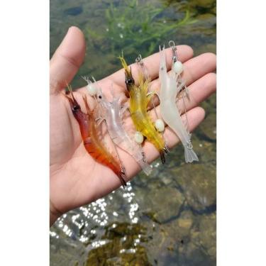 Imagem de Isca Camarão Silicone Anzol Kit 5 Un Variado Pesca Predador - Congratu