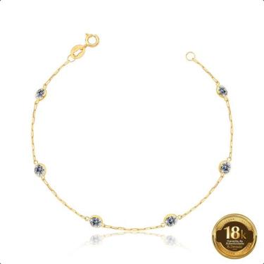 Imagem de Pulseira Em Ouro 18k 750 Com Pedras De Zircônias 4mm Branco - S.Demór 